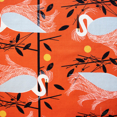 Charley Harper Iconic Barkcloth:Snowy Egret Barkcloth