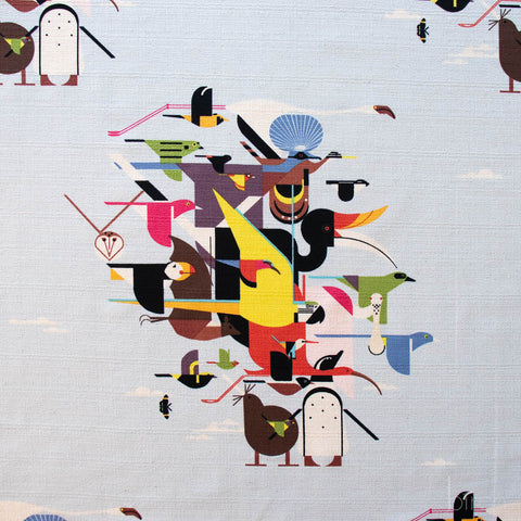 Charley Harper Iconic Barkcloth:Wings of the World Barkcloth