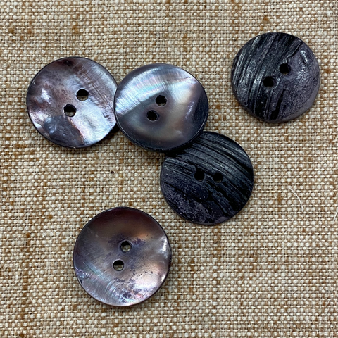 Grey Shell Buttons 13/16 (32L or 20mm) - 2 holes - 5 PACK