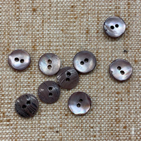 Grey Shell Buttons 3/8 (14L or 9mm) - 2 holes - 5 PACK