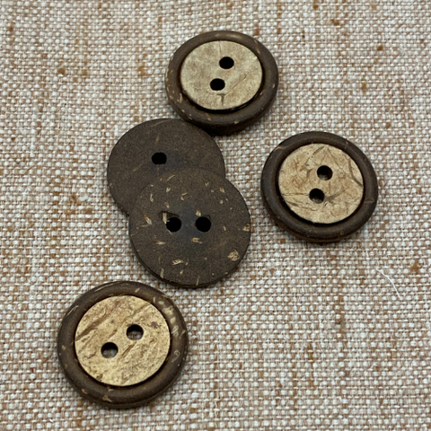 Coco Shell (20mm) - 2 holes, multi rimmed - 5 PACK