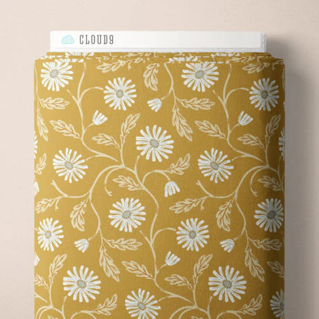 Fall & Flutter Flannel - Trailing Floral Gold