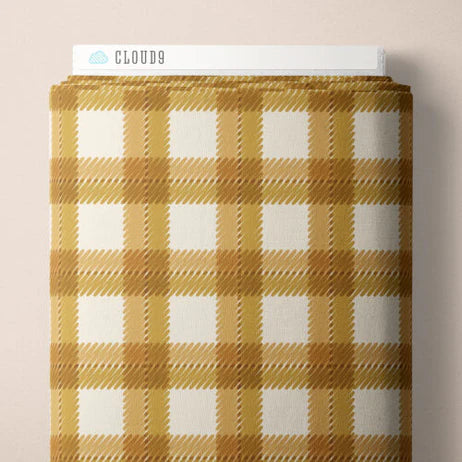 Fall & Flutter Flannel - Scribbly Plaid Gold