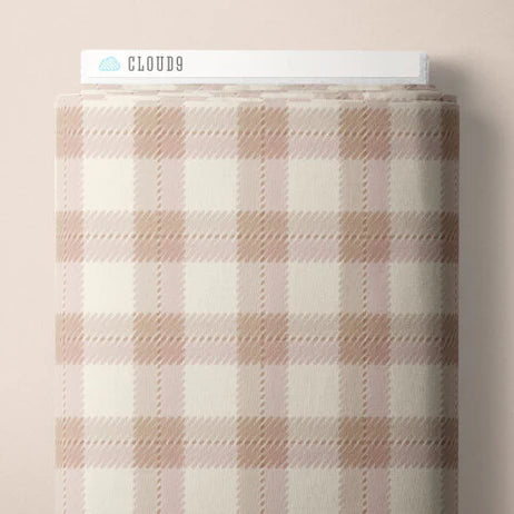 Fall & Flutter Flannel - Scribbly Plaid Rose Dust