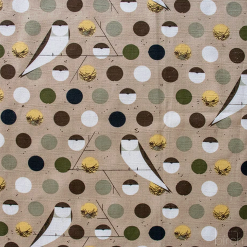 Charley Harper Iconic Bark Cloth - Bank Swallow Brown