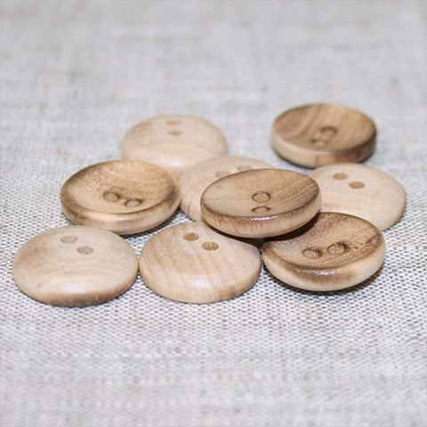 Brown Wooden Buttons - 25mm (1 inch) - 4 Holes - Carved Square Middle -  Round S