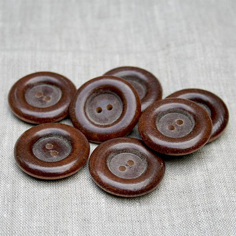 Rolled Rim / Rounded Back Button (662) Walnut - 6 Pack
