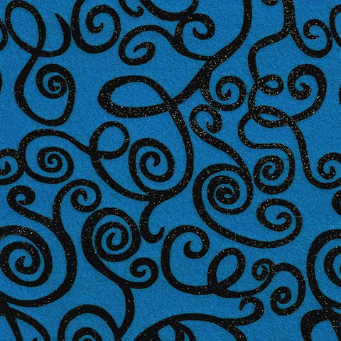 Eco-fi Fancy Felt - Peacock / Black Glitter Swirl