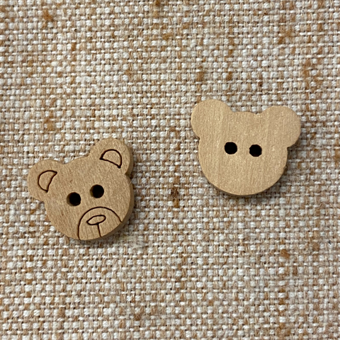 Wooden Teddy Bear, 15mm - 5 PACK