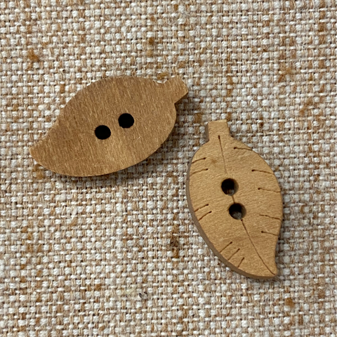 Wood Button - Leaf (22mm) - 5 PACK