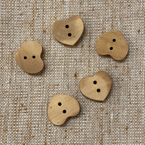 Wood Button - Heart (18mm) - 5 PACK