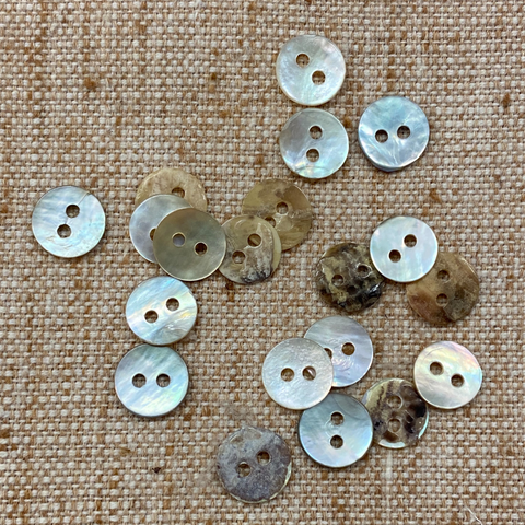 White Shell Buttons 3/8 (14L or 9mm) - 2 holes - 5 PACK