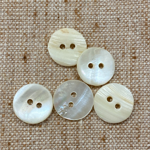 White Shell Buttons 1/2 (24L or 15mm) - 2 holes - 5 PACK