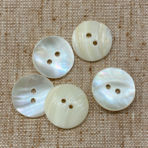 White Shell Buttons 13/16 (32L or 20mm) - 2 holes - 5 PACK