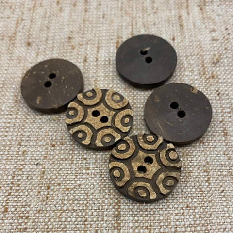 Coco Shell (20mm) - 2 holes, circles - 5 PACK