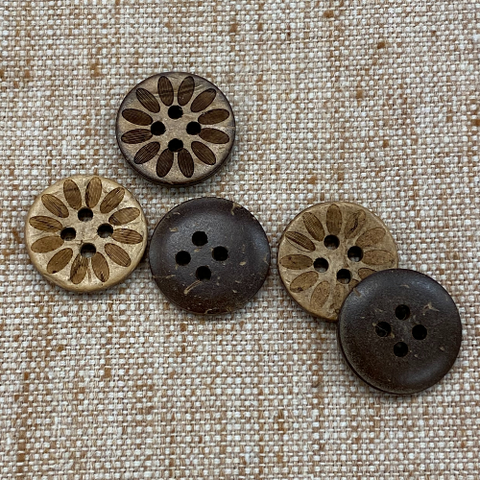 Coco Shell (20mm) - 4 holes, daisy - 5 PACK