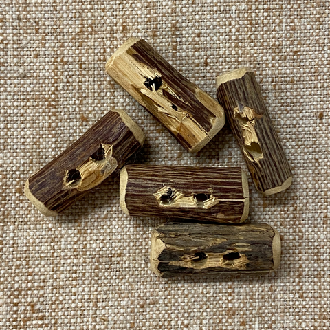 Wooden Toggle, Unfinished with Bark 27mm - 5 PACK