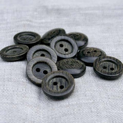 Brown Wooden Buttons - 25mm (1 inch) - 4 Holes - Carved Square Middle -  Round S